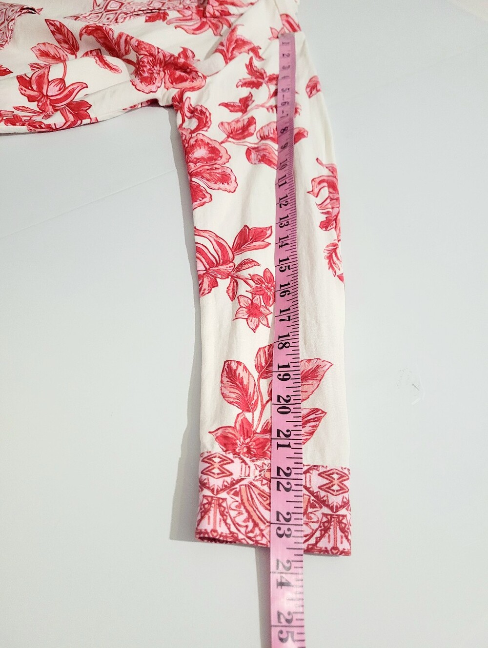 NWOT Zara Floral Linen Blend Button Front Blouse Women's Small Red White Boho - Picture 11 of 12